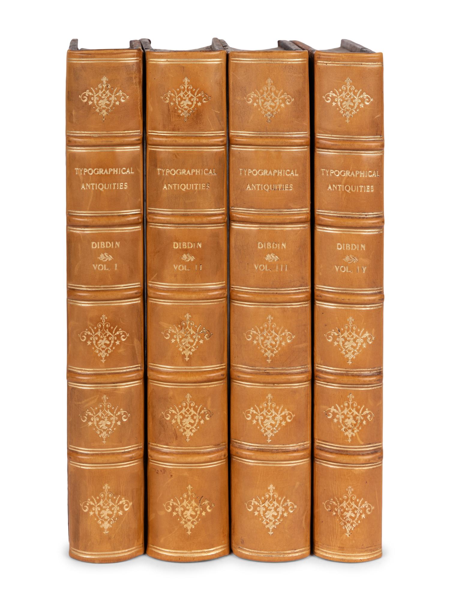 DIBDIN, Thomas Frognall (1776-1847). Typographical Antiquities: or the History of Printing in England Scotland and Ireland . London: William Miller (vols. 1-2), John Murray (vol. 3) and Longman and others, 1810-1819.