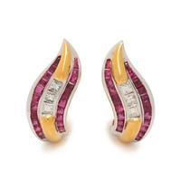 RUBY AND DIAMOND EARCLIPS