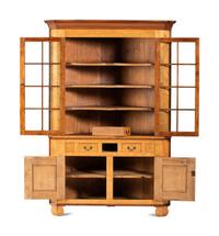 A Federal Style Tiger Maple Corner Cupboard