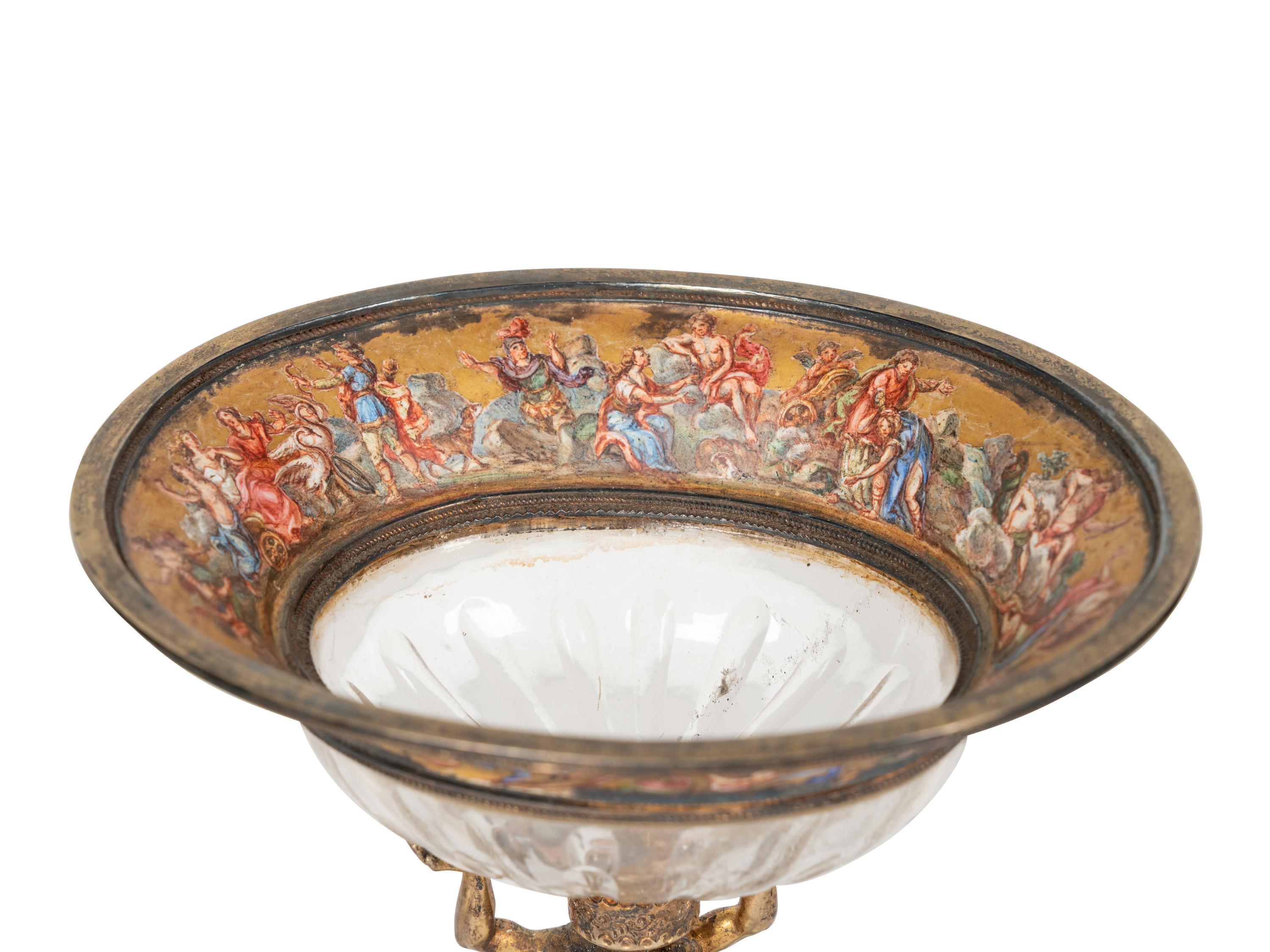 A Viennese Silver-Gilt, Enamel and Rock Crystal Coupe with Two Similar Spoons