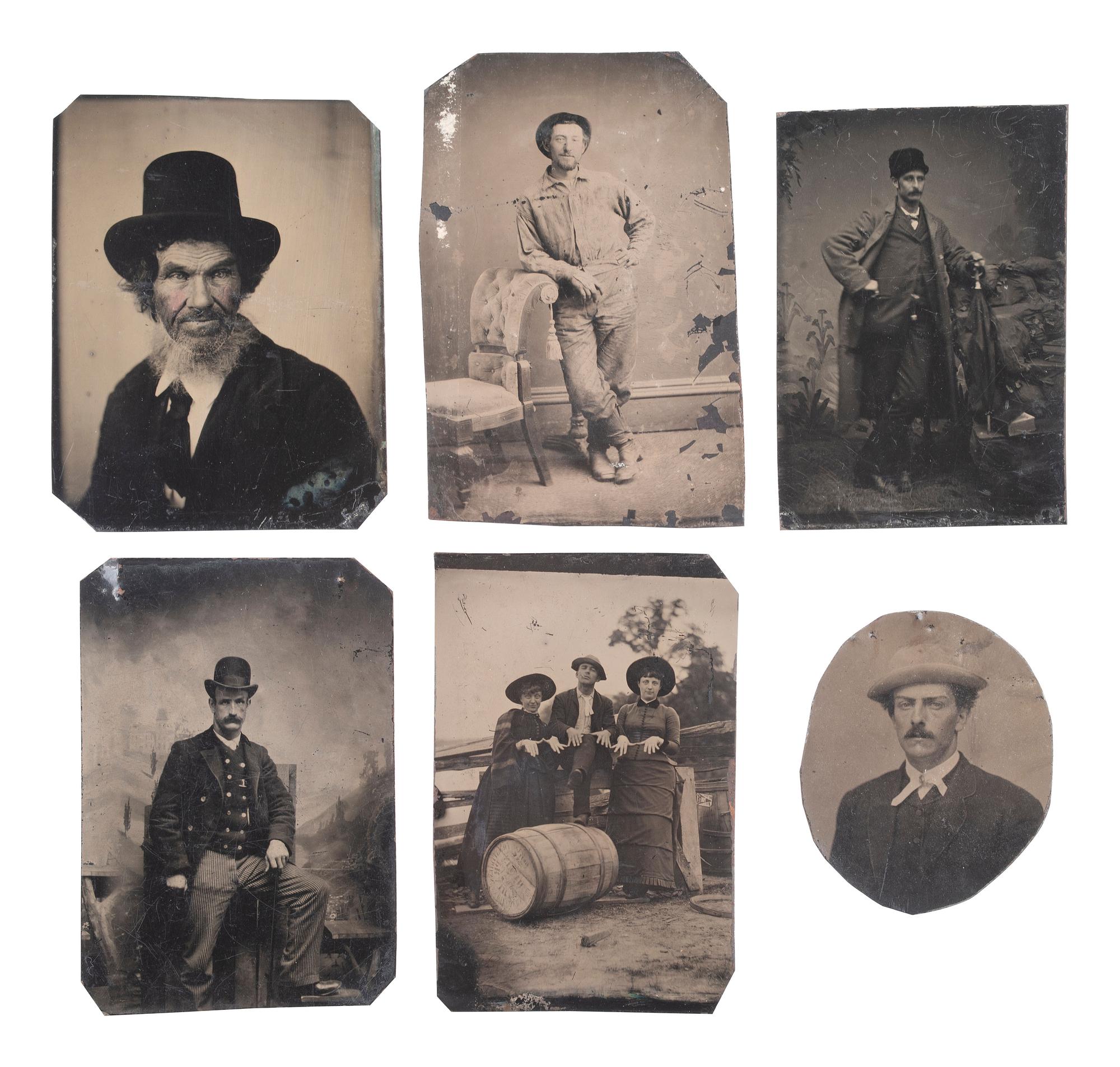 [EARLY PHOTOGRAPHY]. 26 assorted tintypes featuring subjects wearing hats.