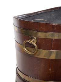 An English Brass Banded Cellarette or Jardinière on Stand