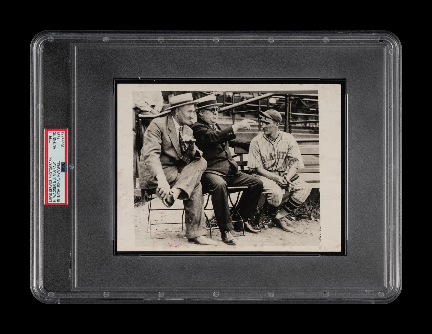 An Original Honus Wagner and John McGraw Type One News Photograph (PSA Encapsulated)