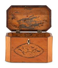 A George III Satinwood and Marquetry Tea Caddy