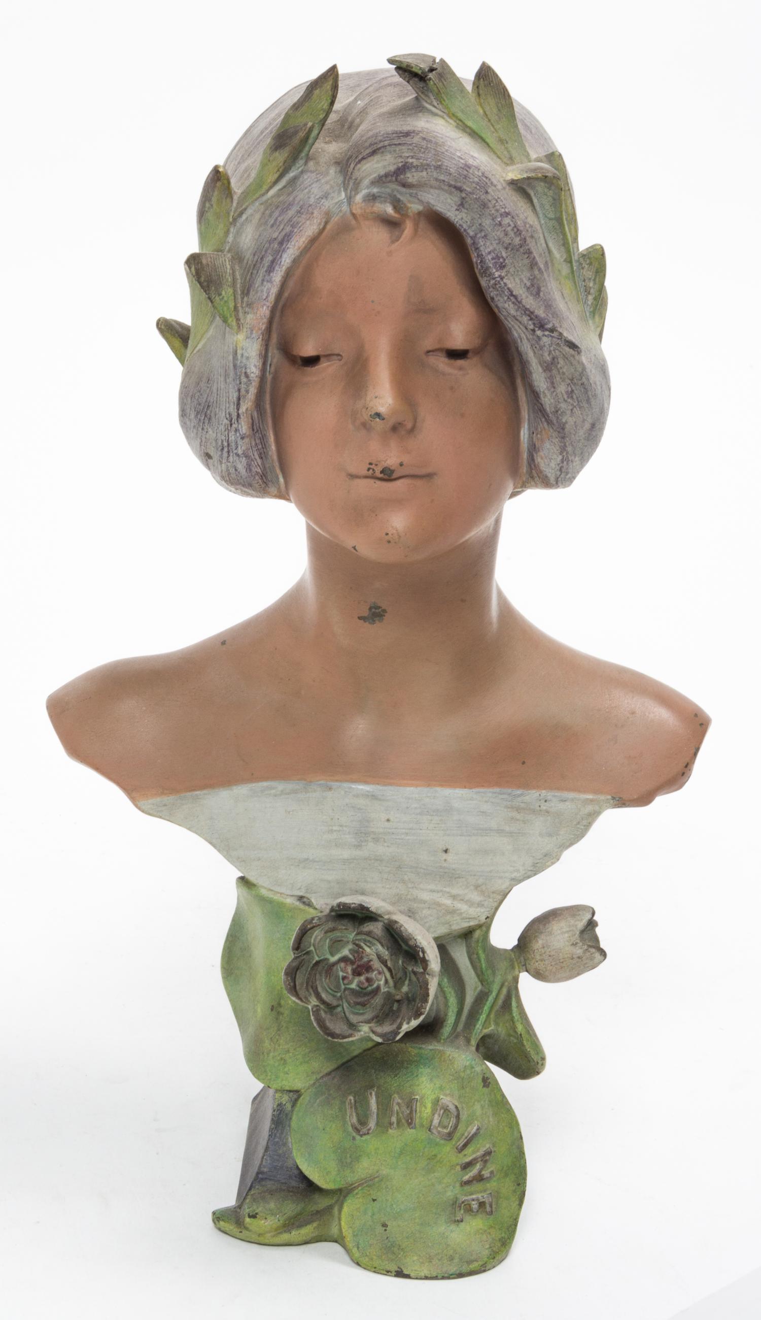 An Art Nouveau Cast Metal Bust Height 13 inches. — EARLY 20TH CENTURY