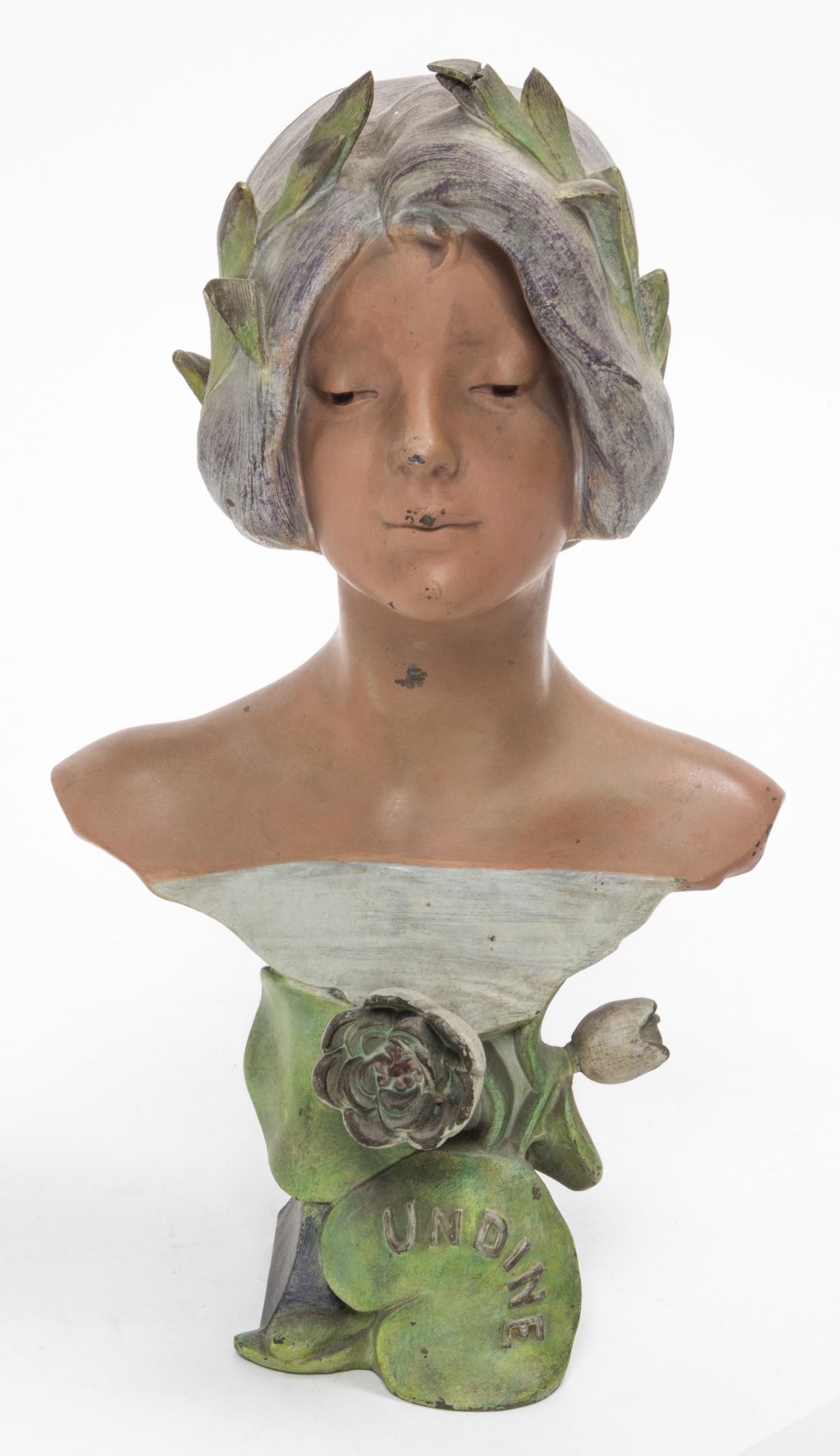 An Art Nouveau Cast Metal Bust Height 13 inches. — EARLY 20TH CENTURY