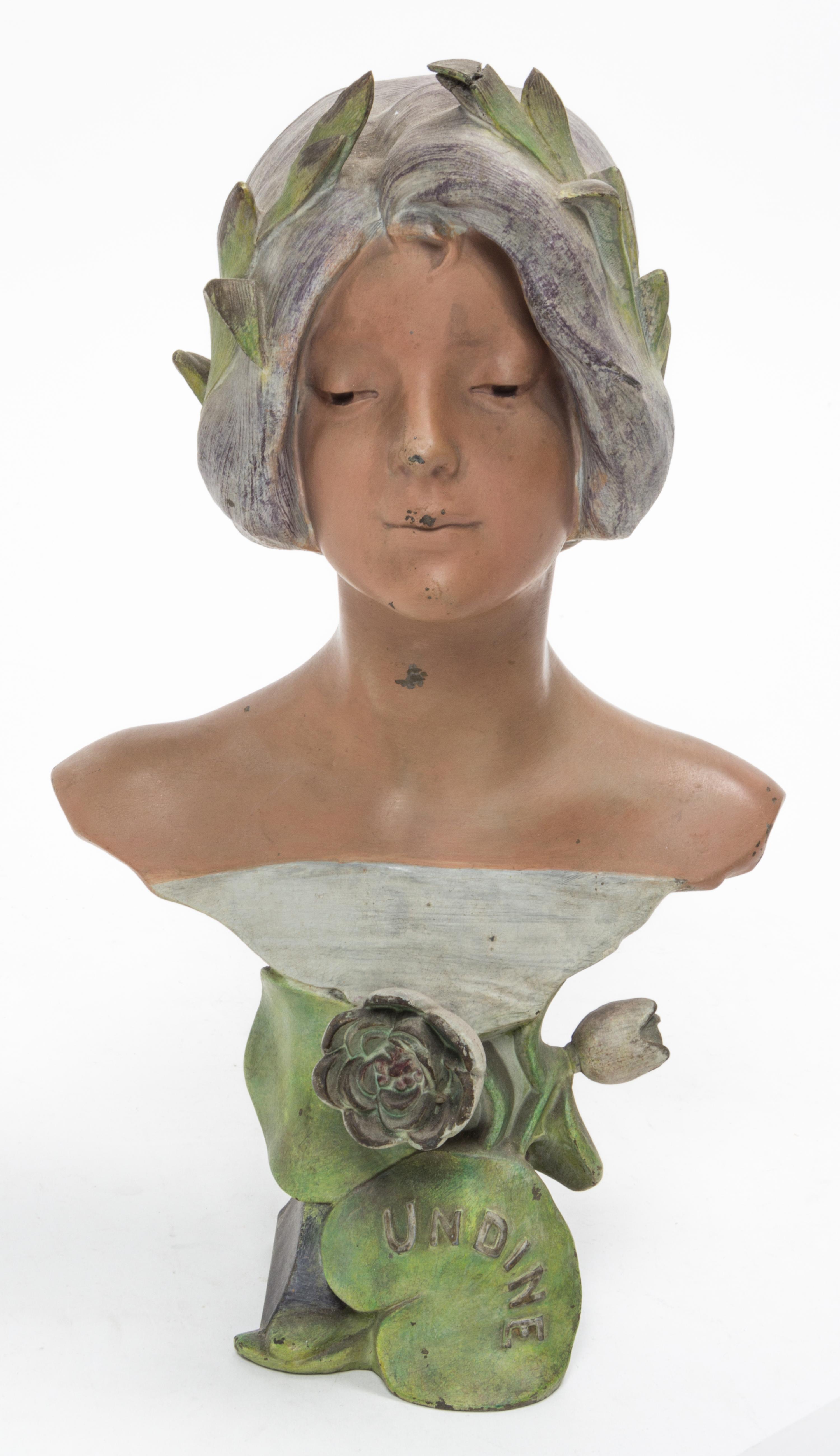 An Art Nouveau Cast Metal Bust Height 13 inches. — EARLY 20TH CENTURY