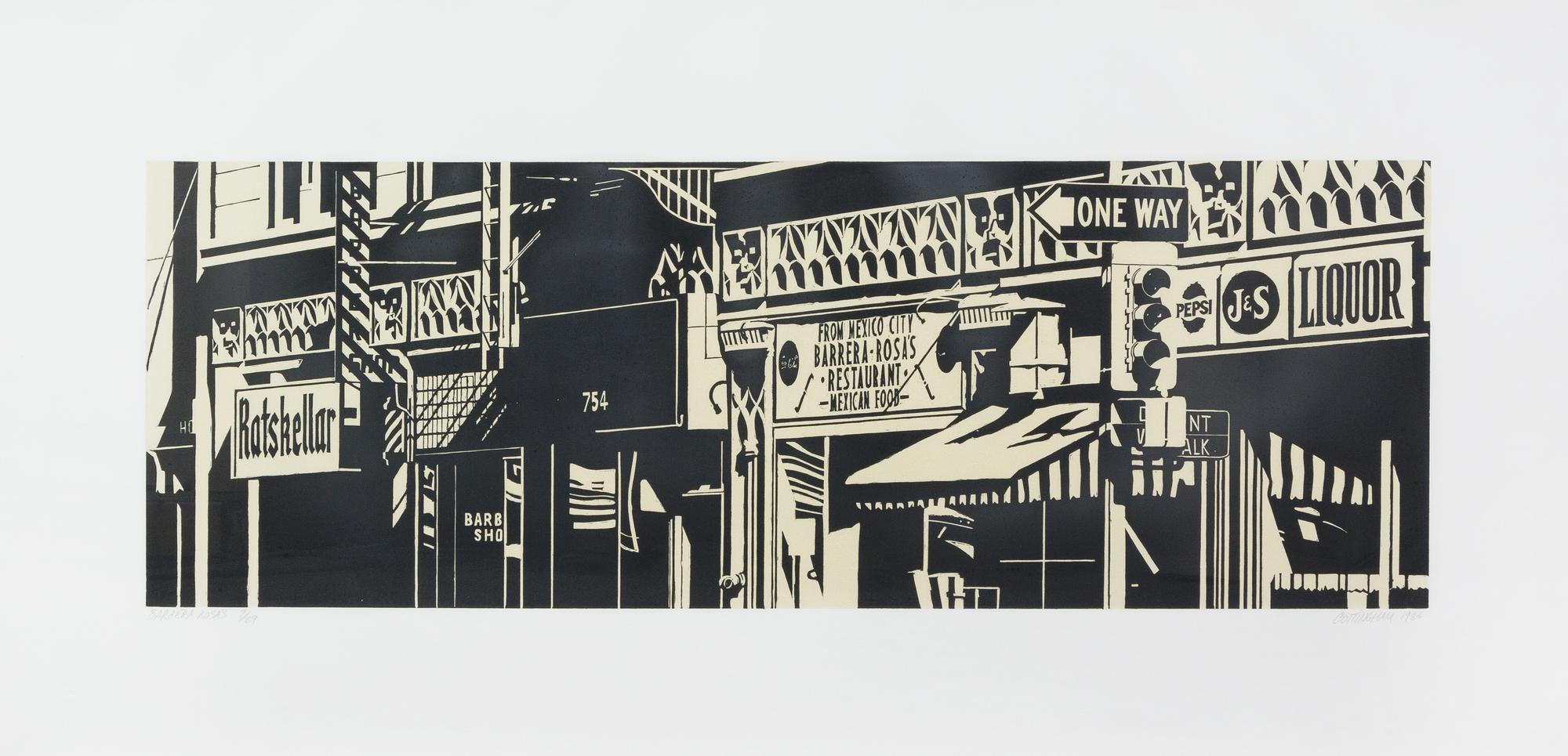 Robert Cottingham, (American, b. 1935), Barrera-Rosa's, 1986 (group of three)