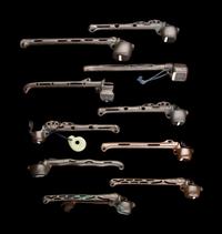 10 Japanese Reticulated Bronze Portable Writing Sets, Yatate