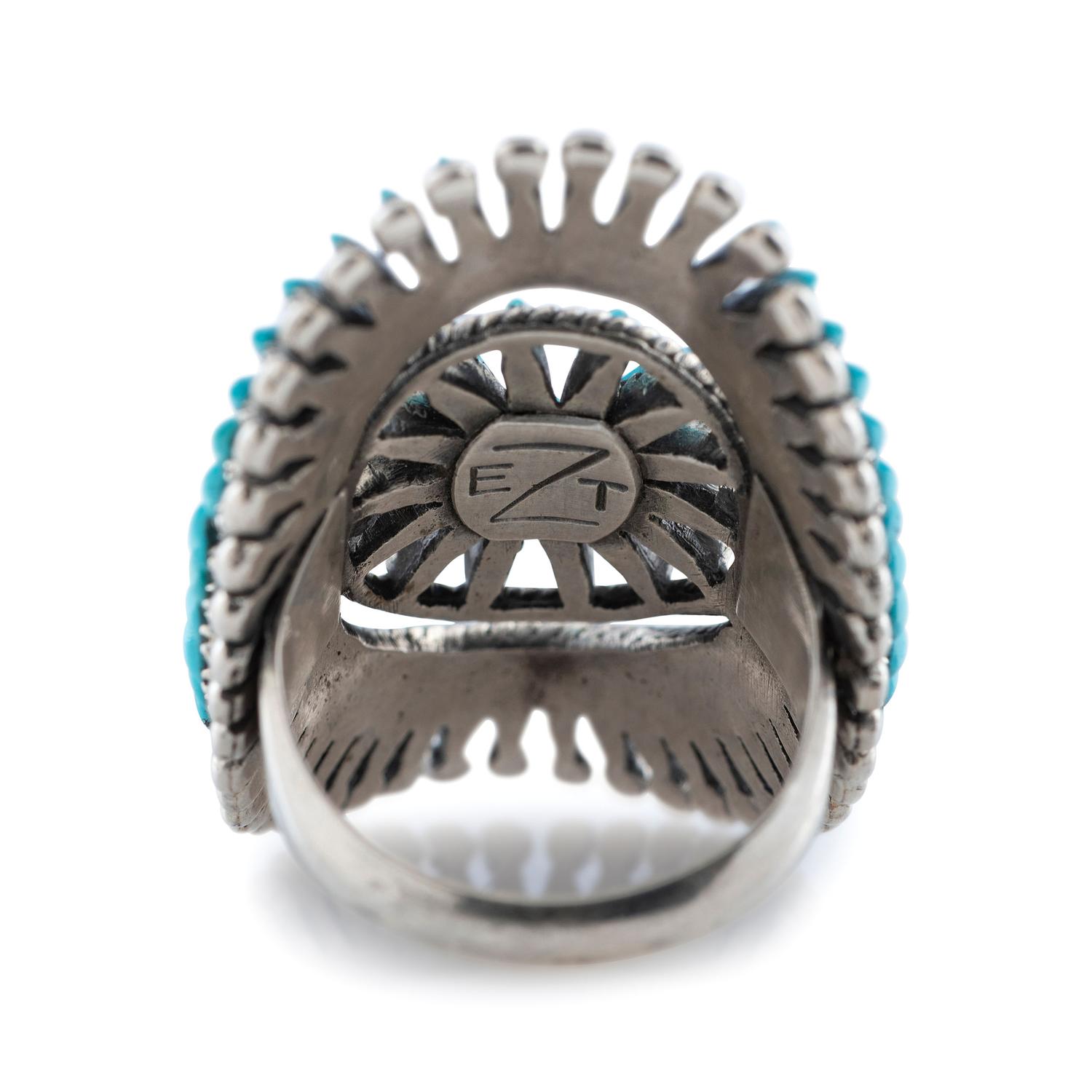 Silver Ring, with Needle Point Turquoise