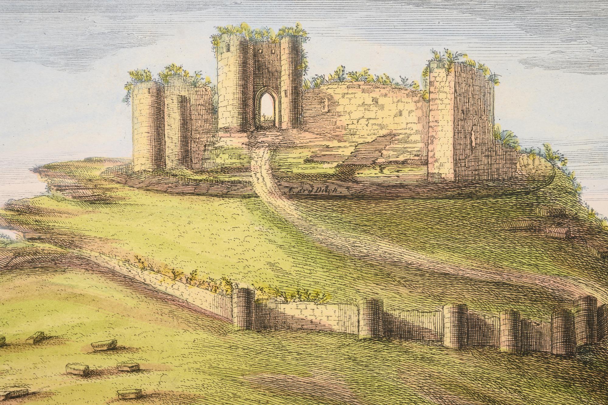 A Set of Eight English Architectural Engravings with Hand-Coloring