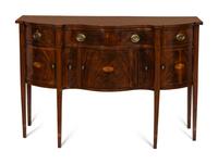 A Federal Mahogany Serpentine String-Inlaid Sideboard