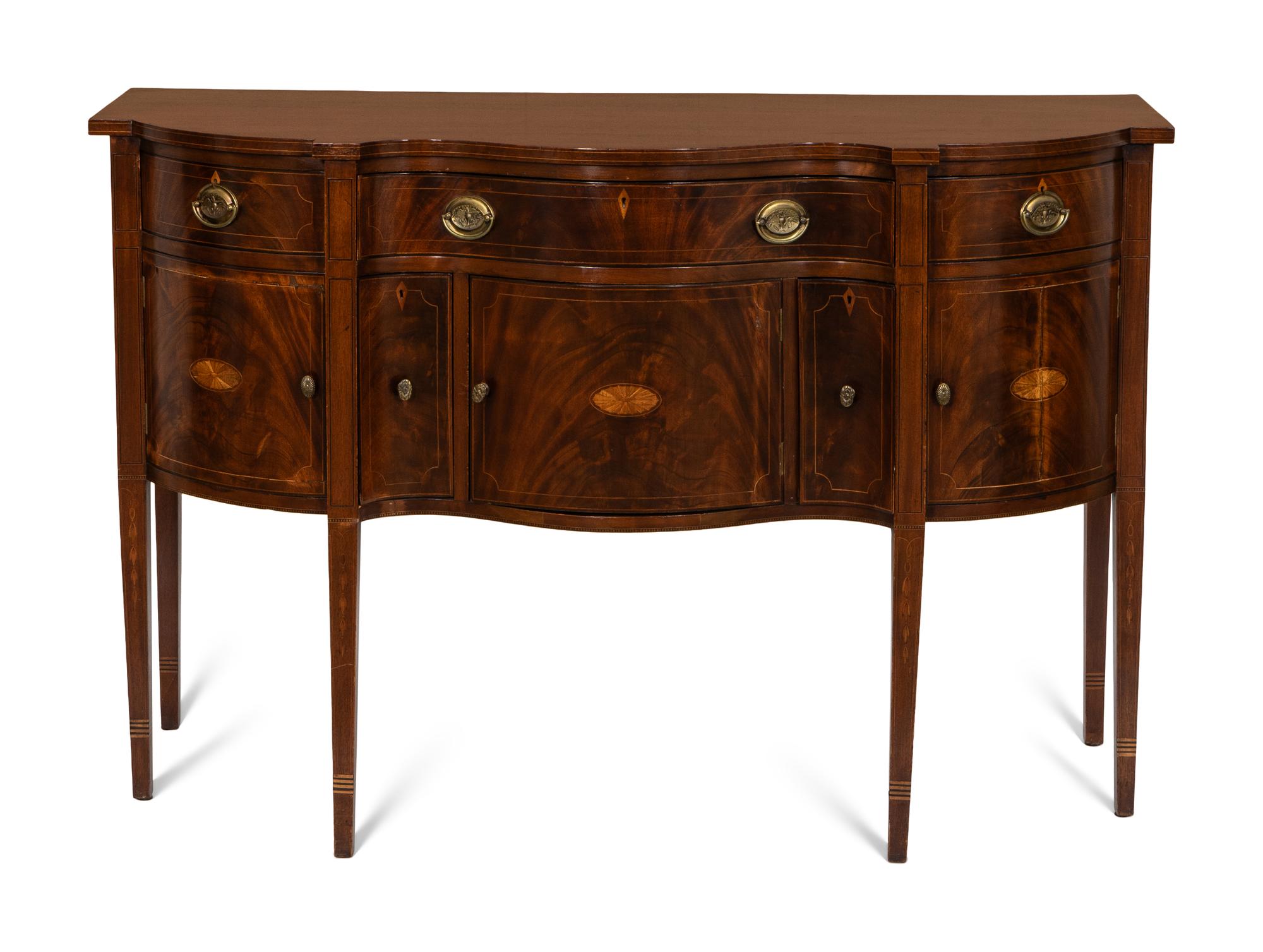 A Federal Mahogany Serpentine String-Inlaid Sideboard