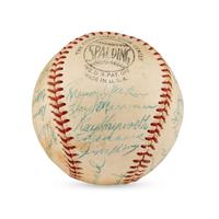 A 1955 Chicago Cubs Team Signed Autograph Baseball Including Early Career Ernie Banks Signature (Beckett Authentication Services)