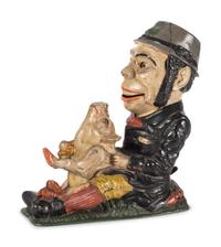 A J. & E. Stevens Paddy and Pig Cast Iron Bank