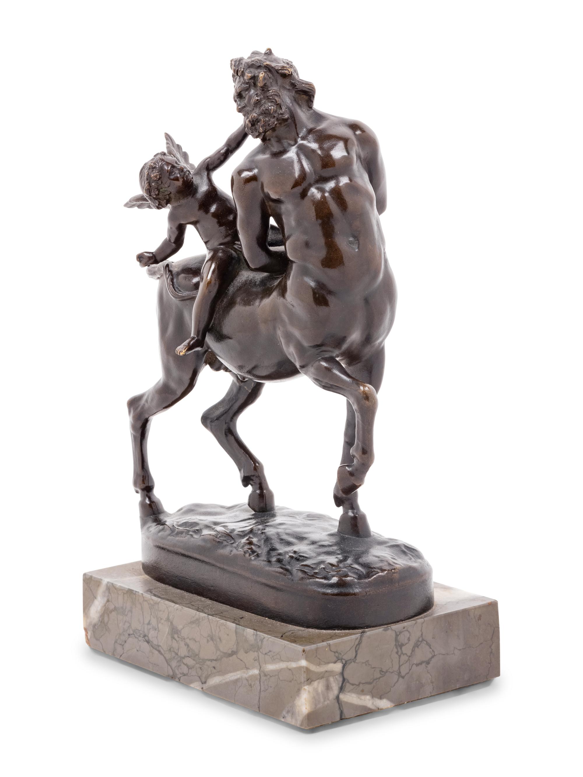 A Grand Tour Bronze Figural Group of a Centaur and Eros