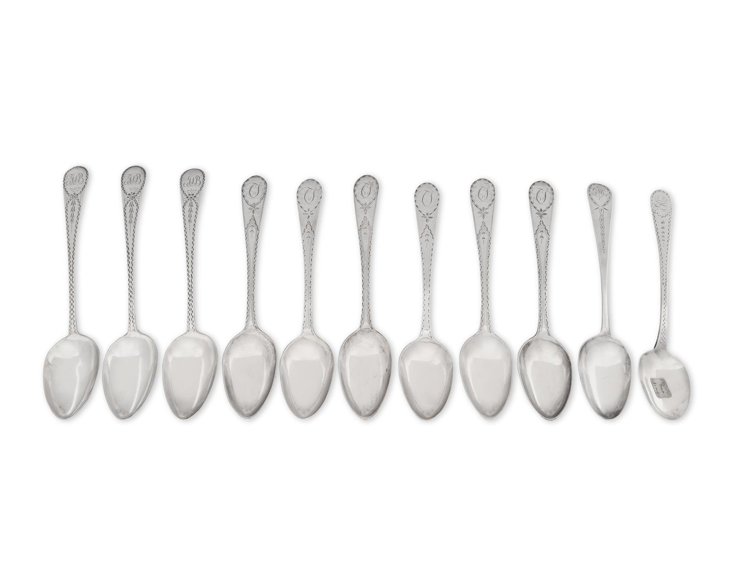 A Group Of Thirteen Federal Silver Tablewares