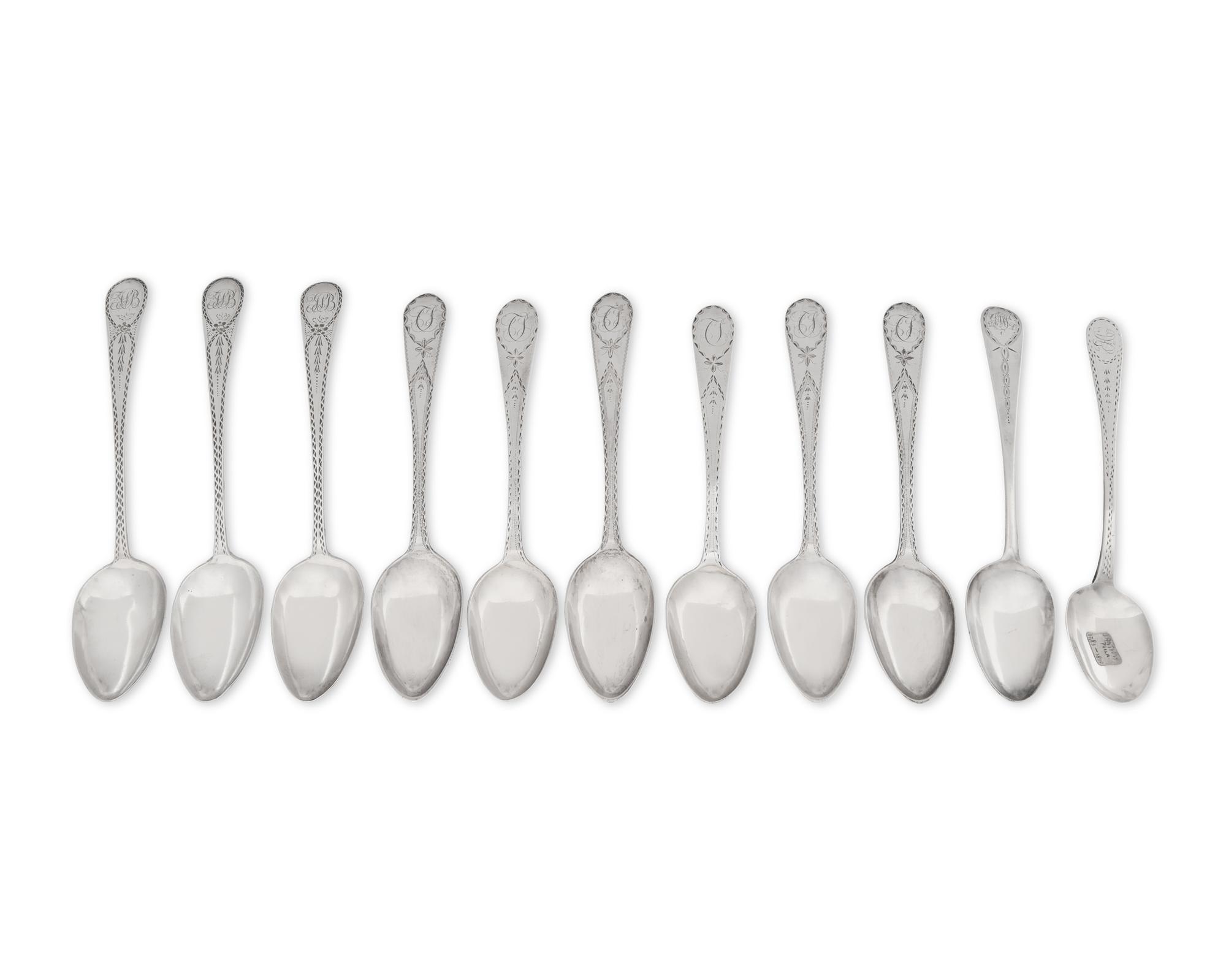 A Group Of Thirteen Federal Silver Tablewares