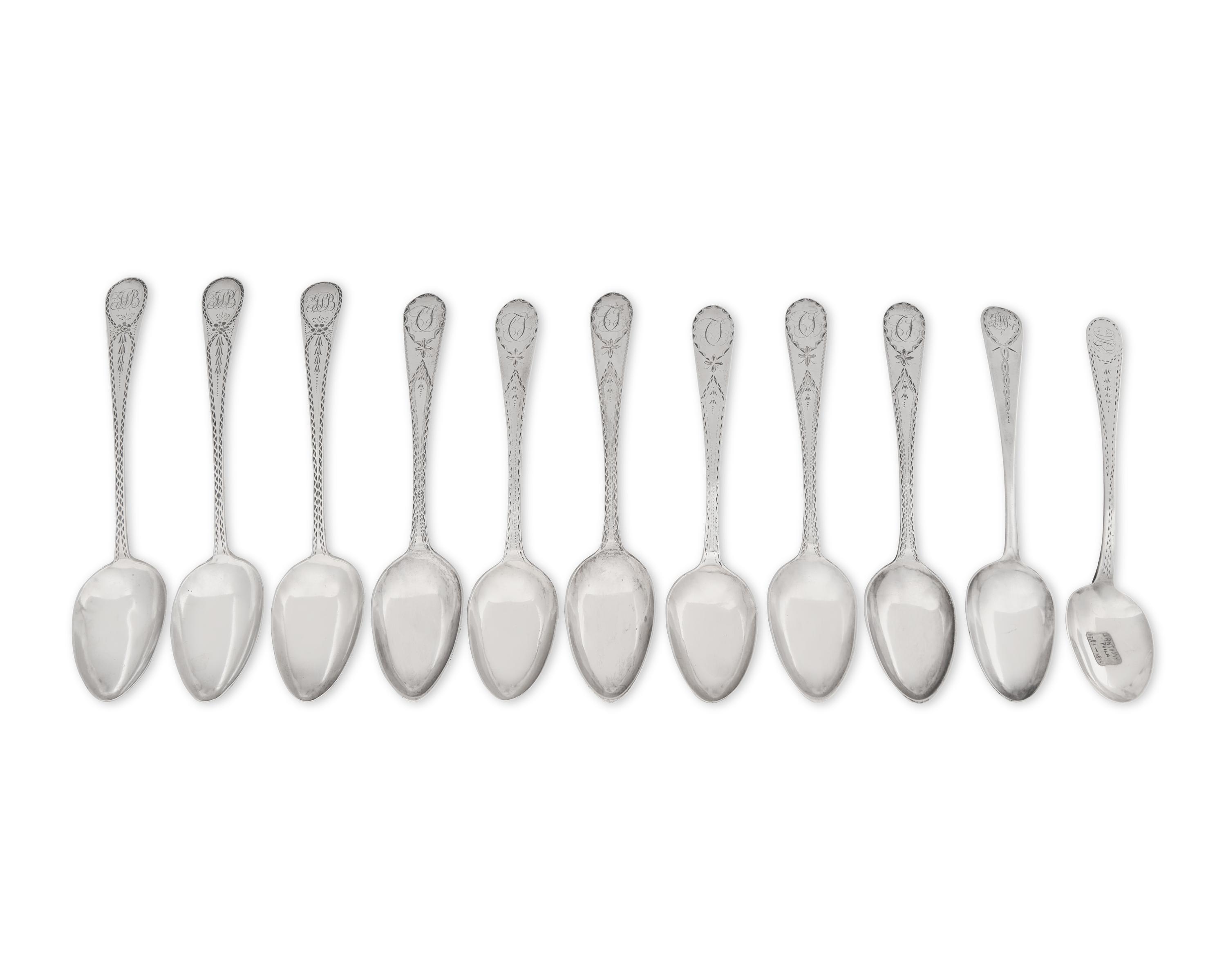A Group Of Thirteen Federal Silver Tablewares