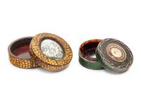 Two Continental Polychrome Decorated Tortoiseshell Snuff Boxes