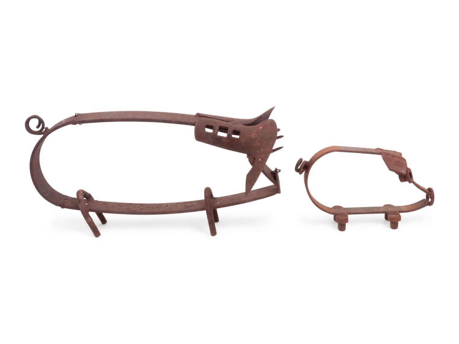 Two American Wrought Iron Pigs