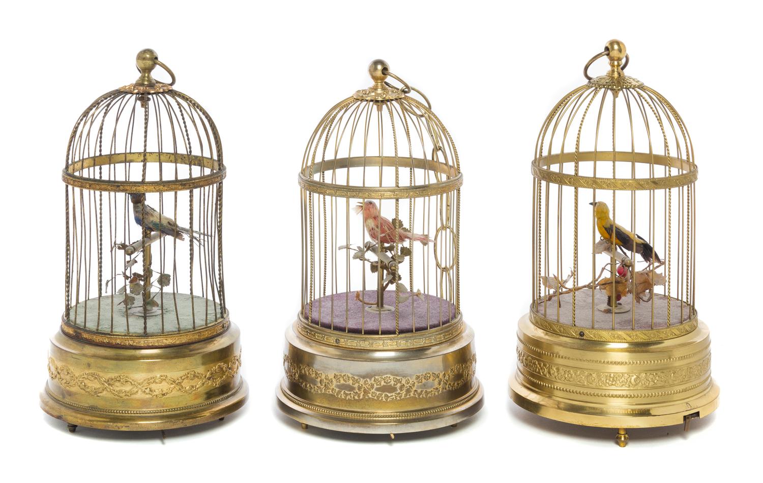 Three Birdcage Automata Height of tallest 11 1/2 inches. — 19TH CENTURY