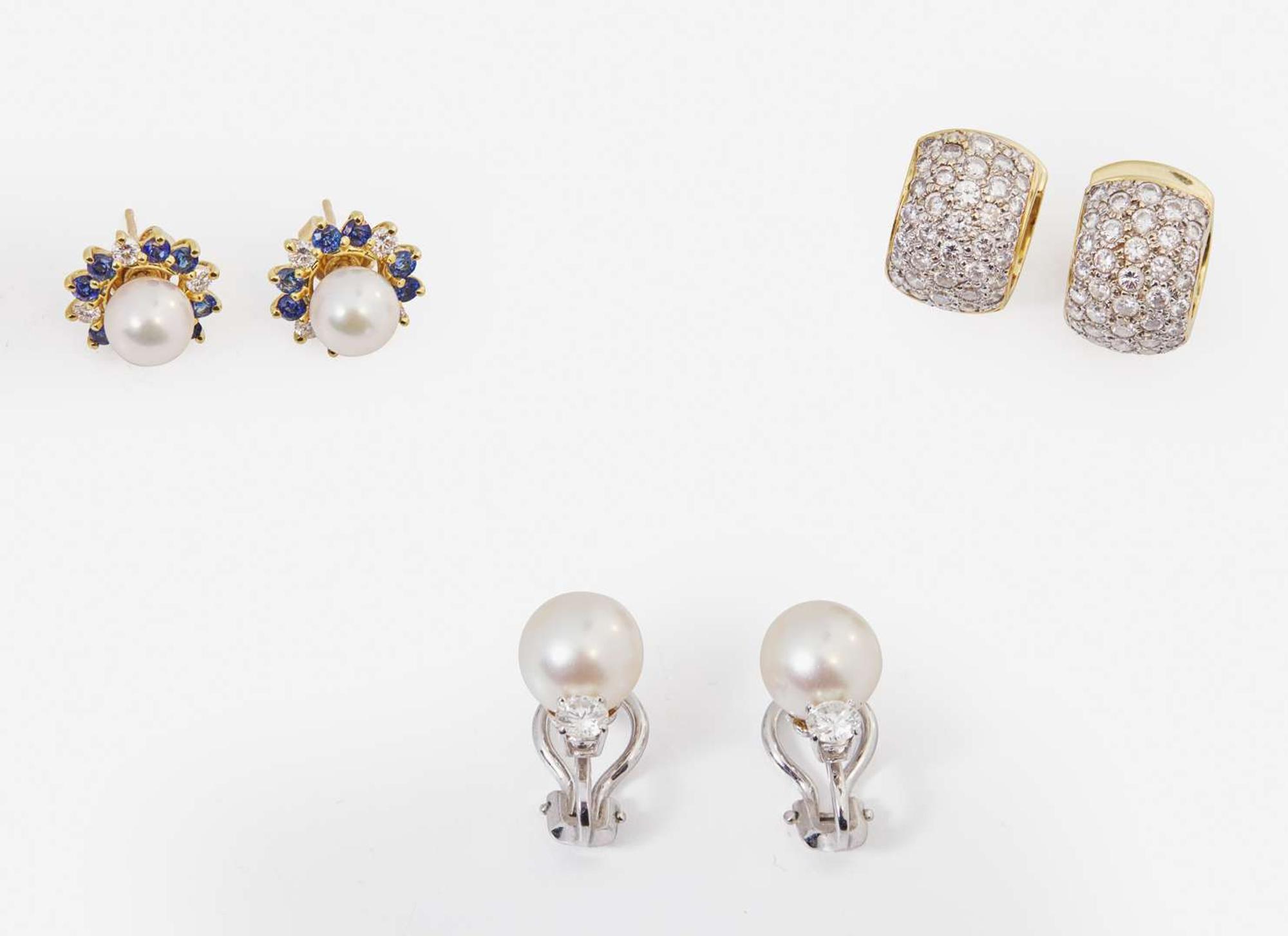 A Group of Gold and Gem-Set Earrings