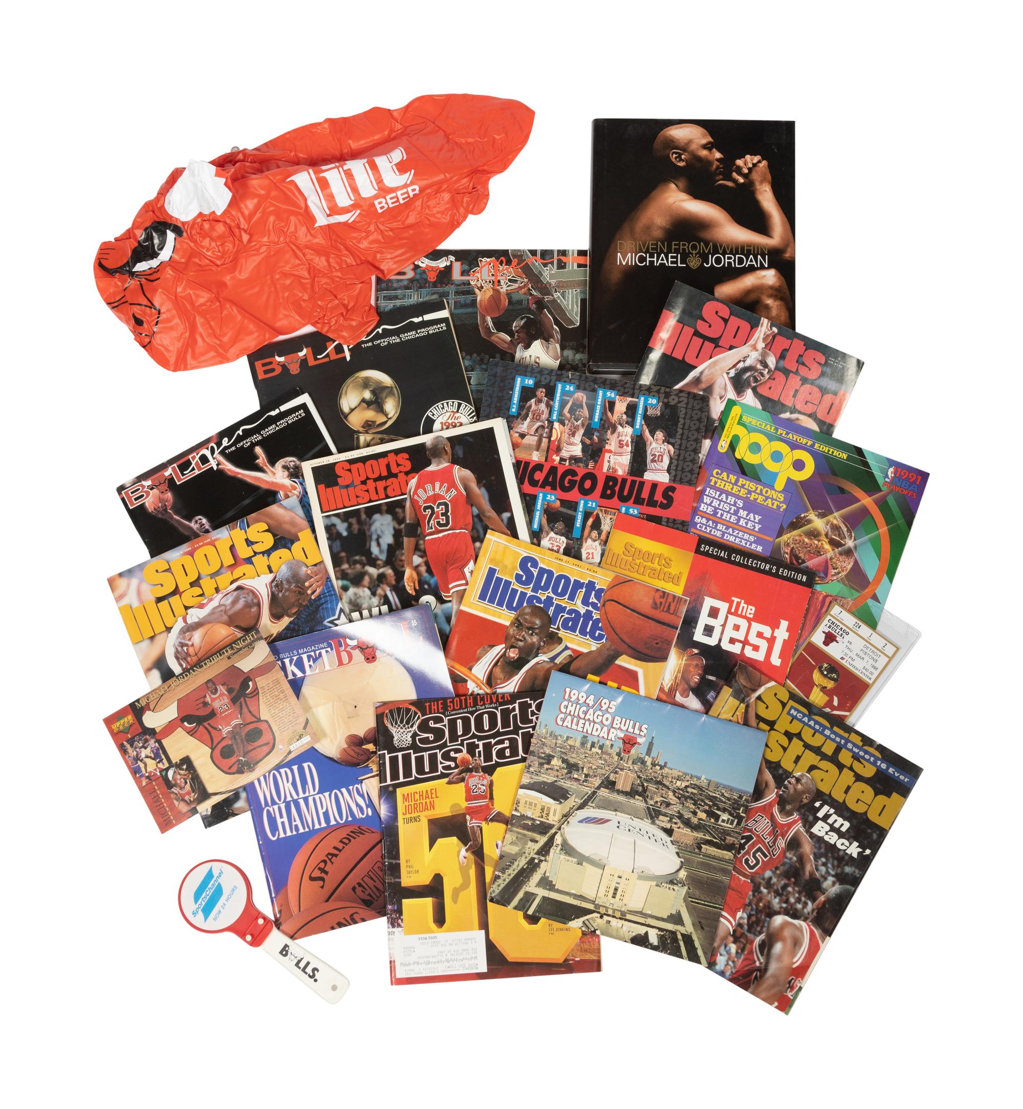 A Large Group of Michael Jordan Chicago Bulls Ephemera Including NBA Finals Programs,