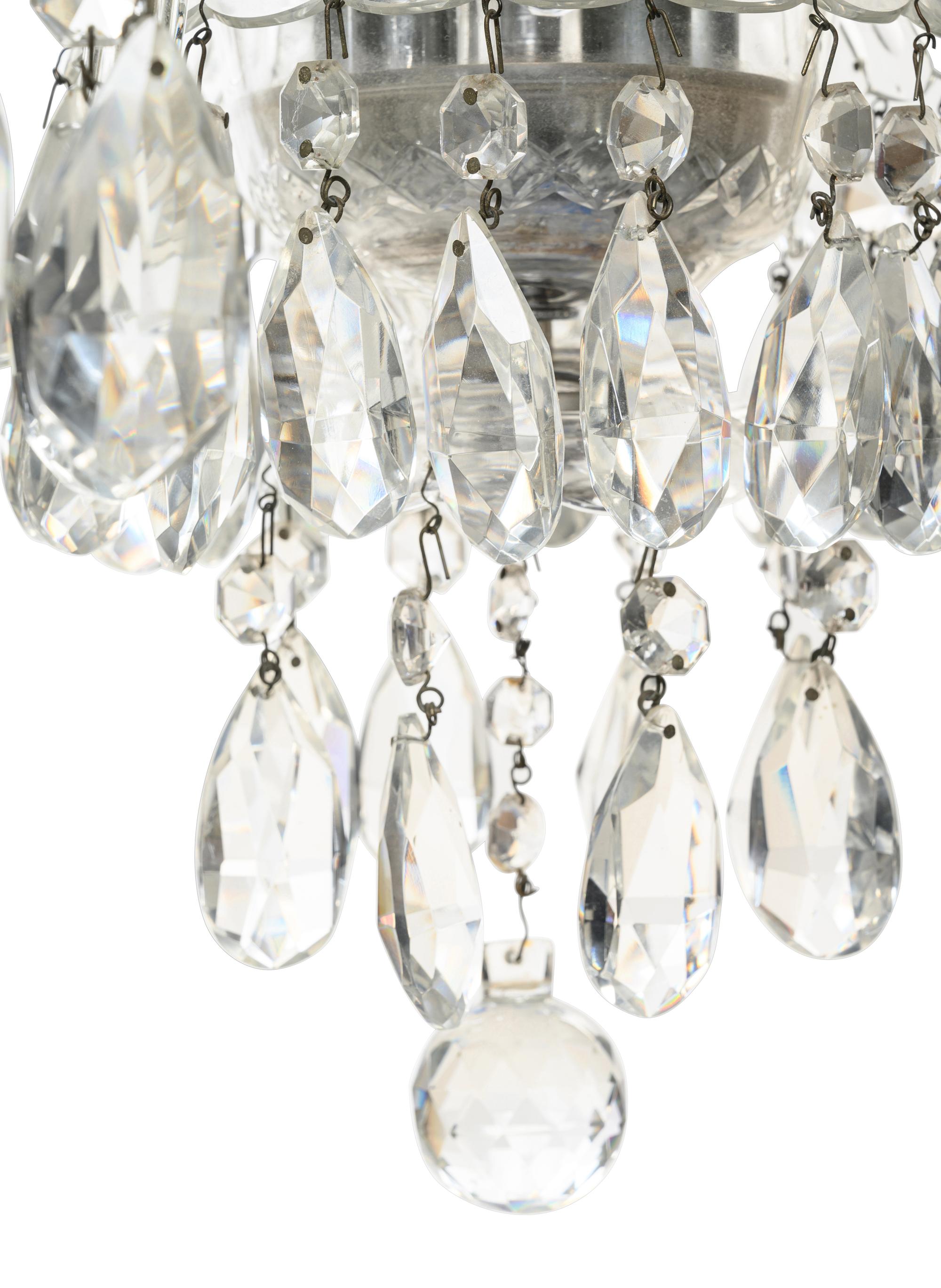 A Georgian Style Cut Glass Five-Light Chandelier