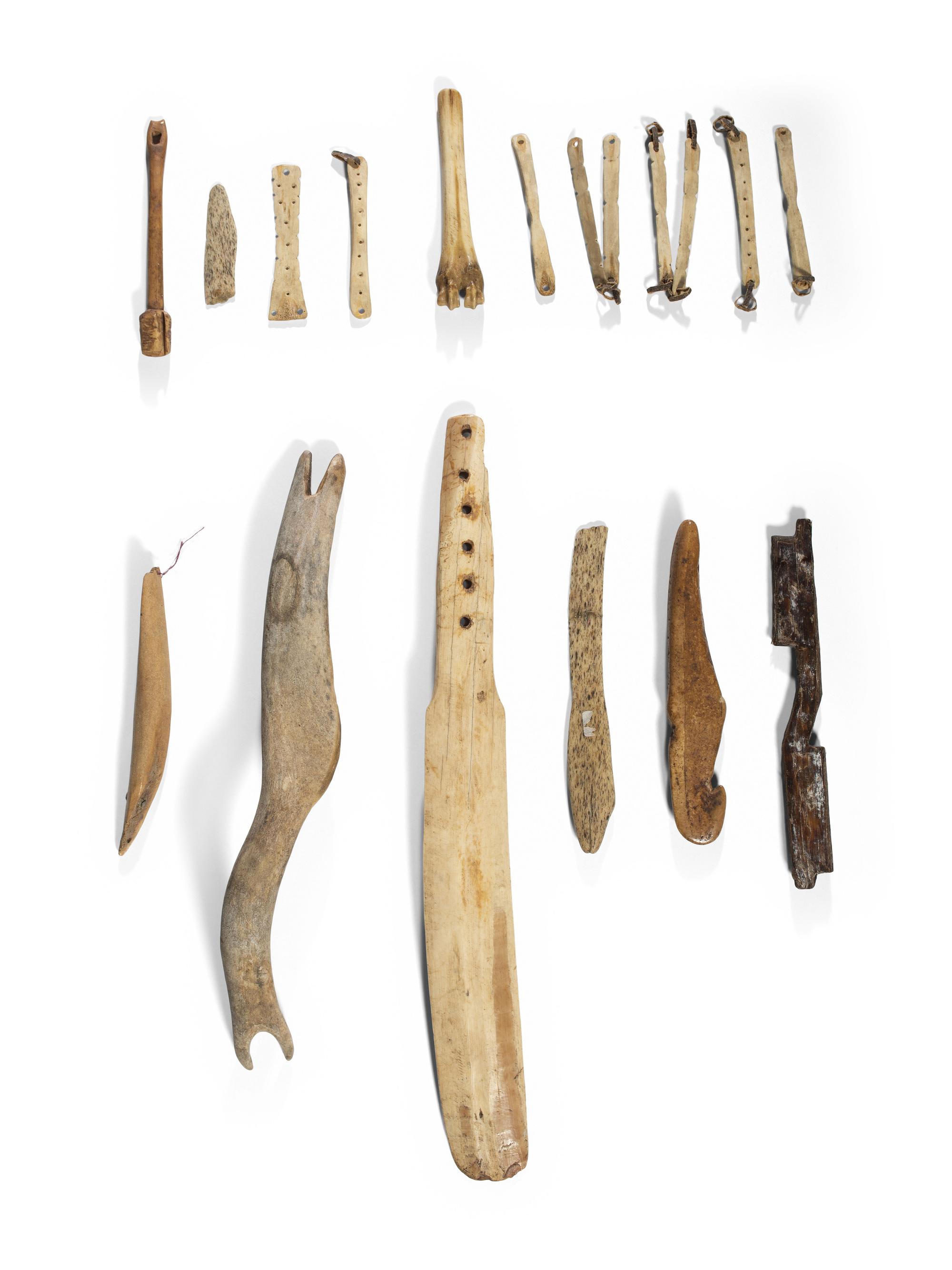 Collection of Iñupiaq Carved Bone and Walrus Ivory Tools
