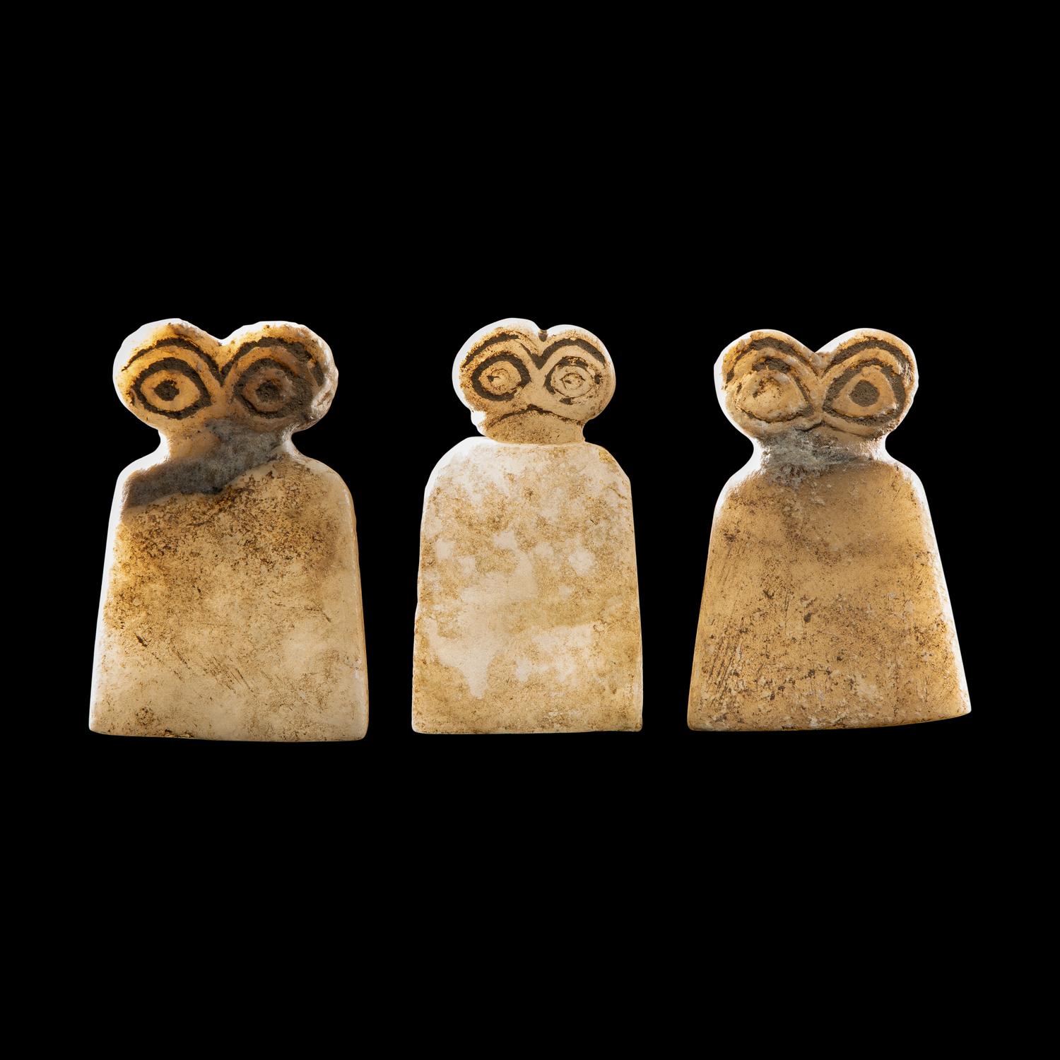Three Tell Brak Alabaster Eye Idols