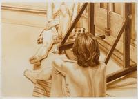Two Female Models Facing Easel