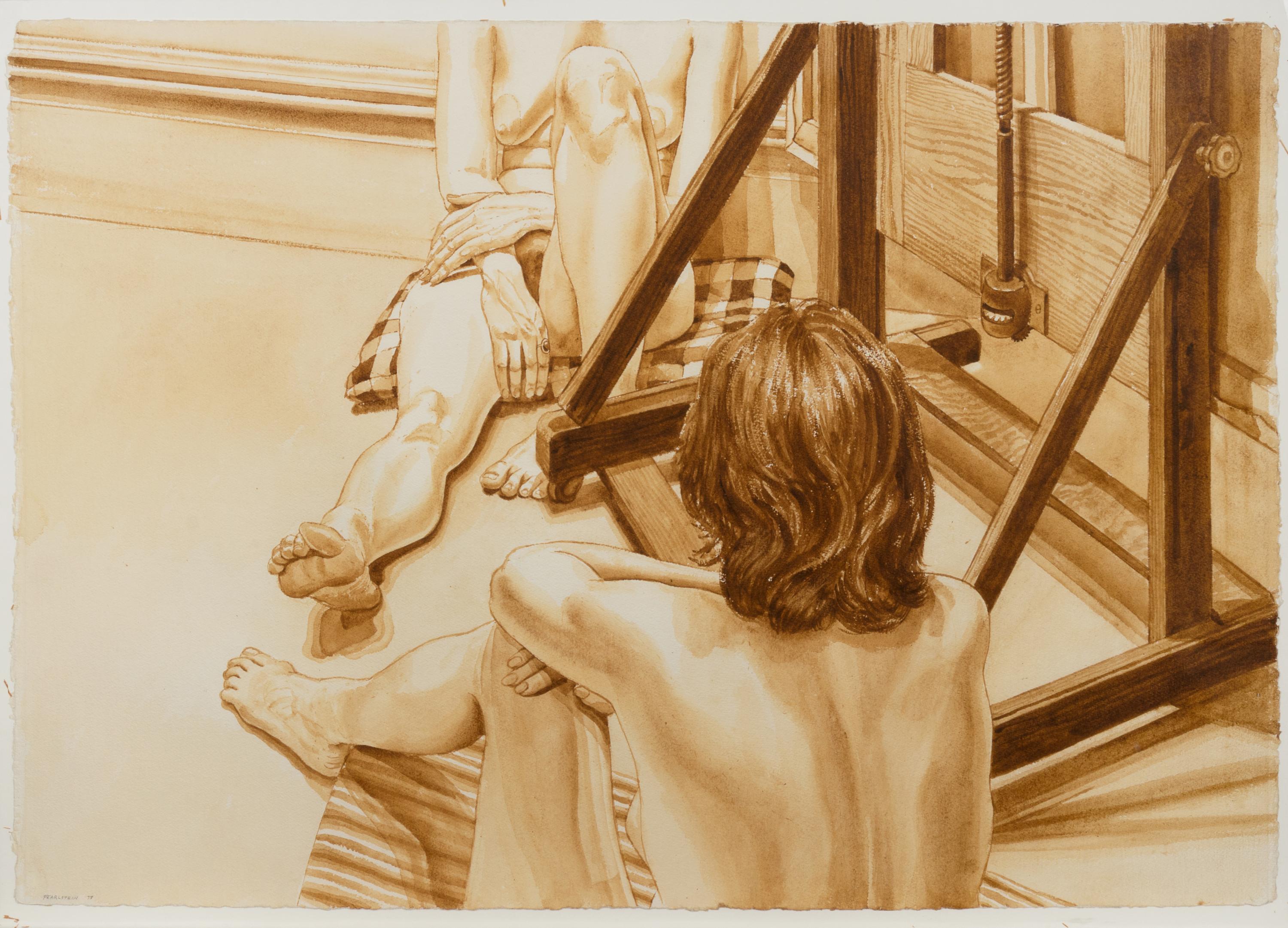 Two Female Models Facing Easel