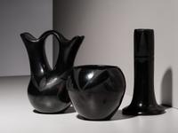 Blackware Pottery Candle Holder and Wedding Vase 1920-1943