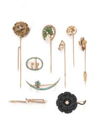 COLLECTION OF STICKPINS AND BROOCHES