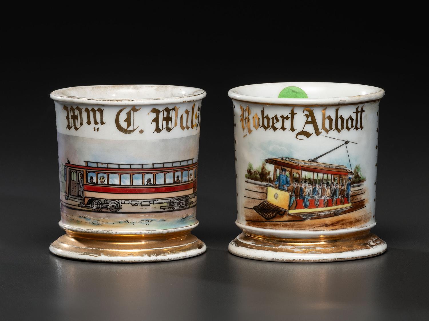 Two Trolleyman's Occupational Shaving Mugs