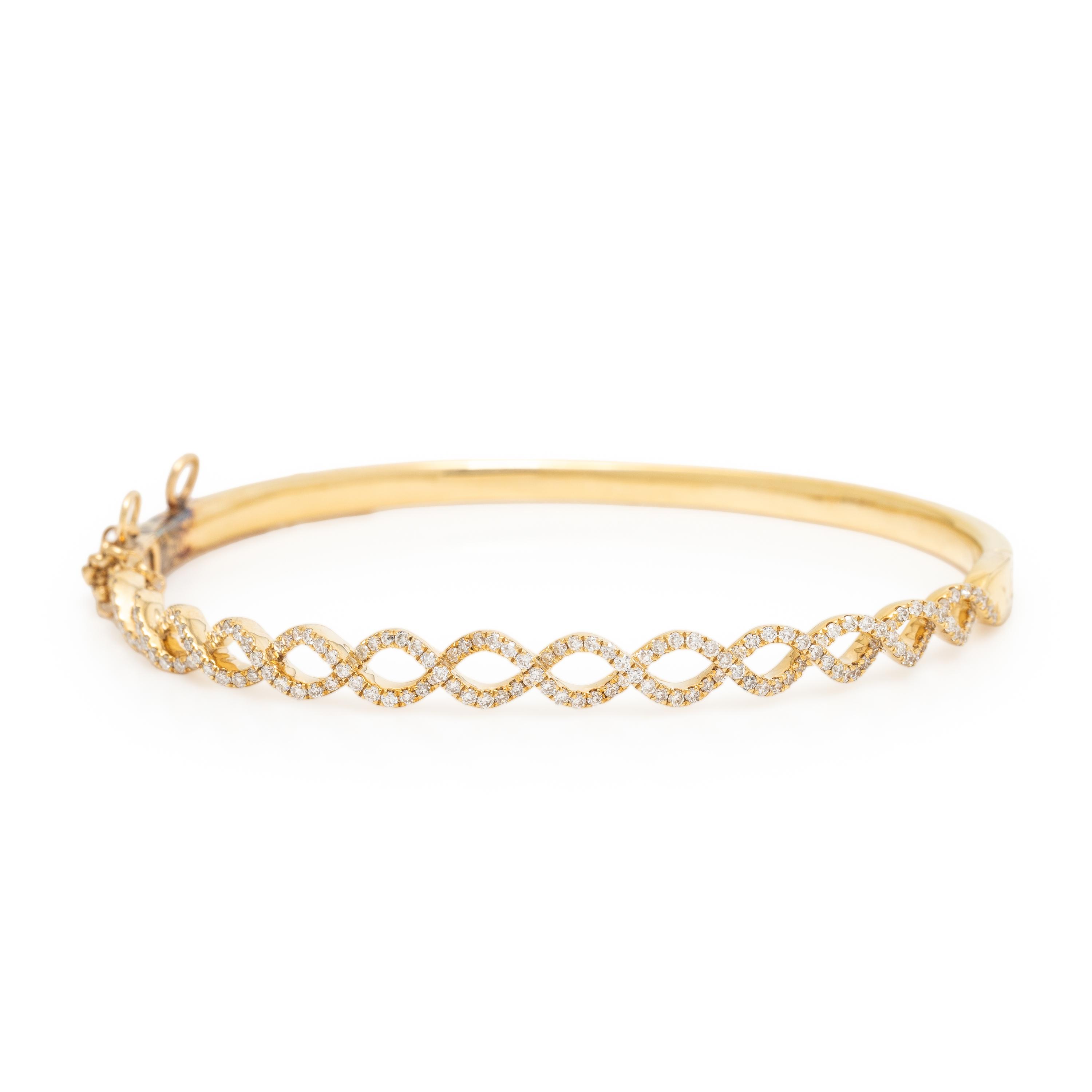 Diamond and Yellow Gold Bangle Bracelet