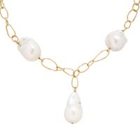 YELLOW GOLD AND BAROQUE CULTURED PEARL NECKLACE