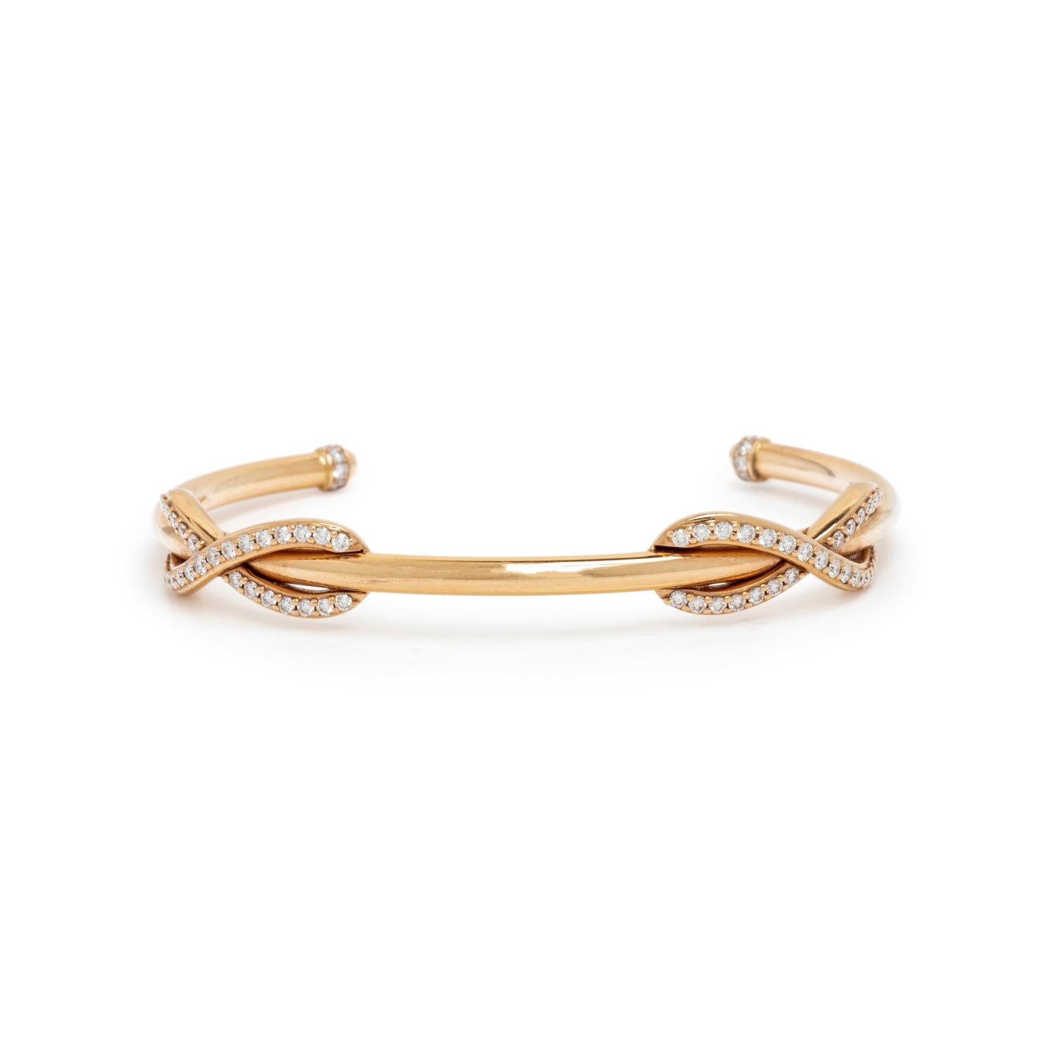 TIFFANY & CO., ROSE GOLD 'INFINITY DOUBLE DIAMOND' CUFF BRACELET
