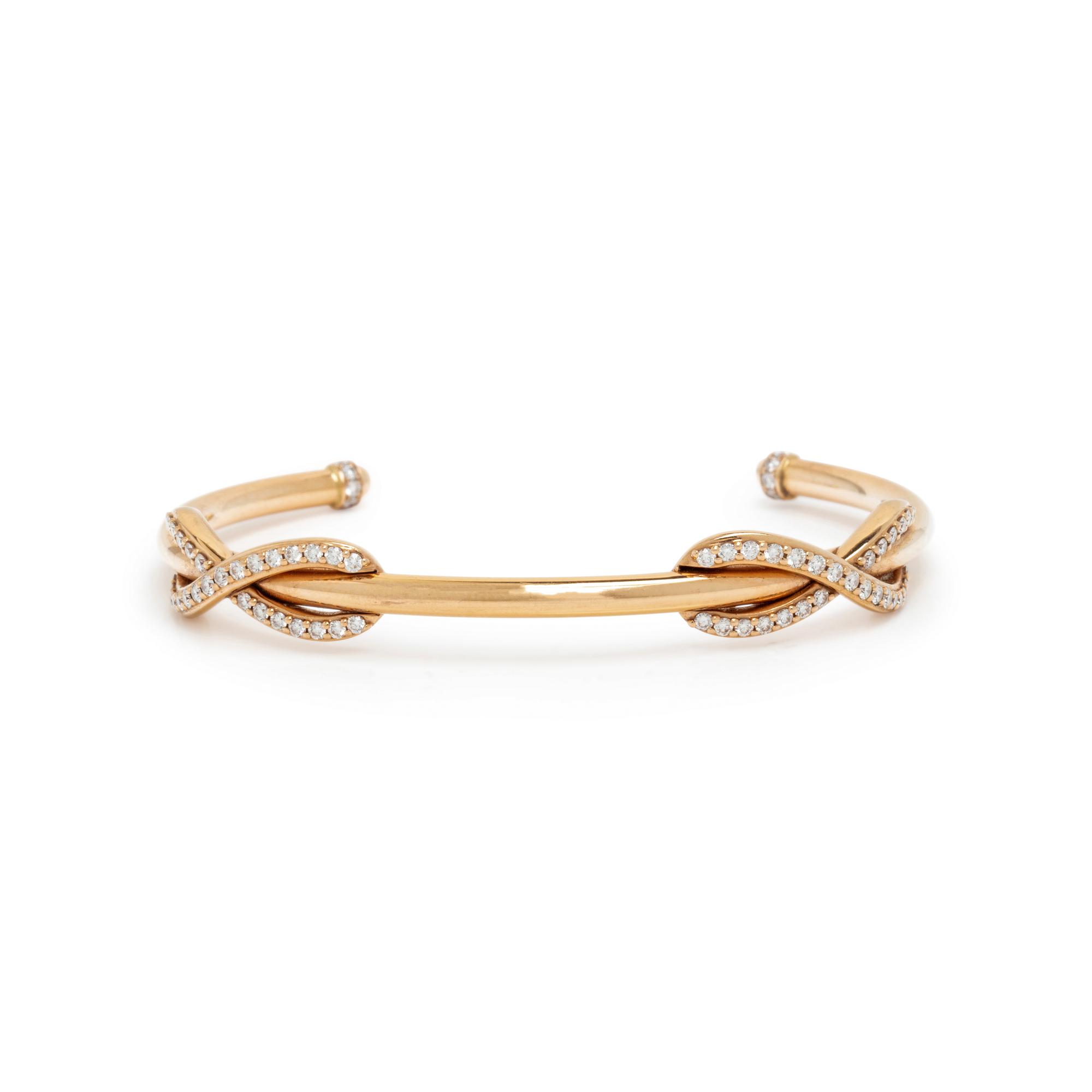 TIFFANY & CO., ROSE GOLD 'INFINITY DOUBLE DIAMOND' CUFF BRACELET