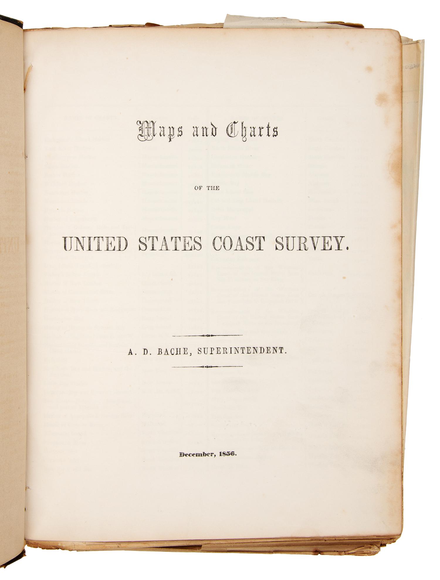 BACHE, Alexander D. (1806-1867) Maps and Charts of the United States Coast Survey. N.p.: n.p., 1854.