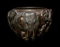 A Large Bronze 'Elephant' Jardinière