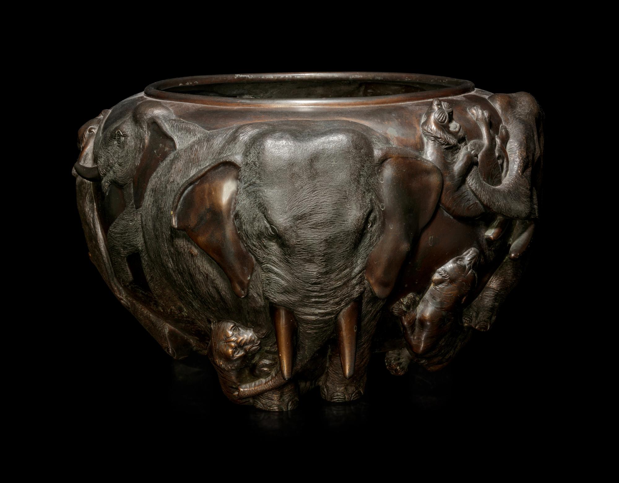 A Large Bronze 'Elephant' Jardinière