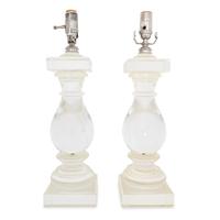 A Pair of Baluster-Form Glass Table Lamps