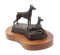 A Bronze Doberman Sculpture Width of base 10 inches. — Virginia Perry Gardiner (20th century)