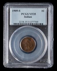 A United States 1909-S Indian Head 1c Coin