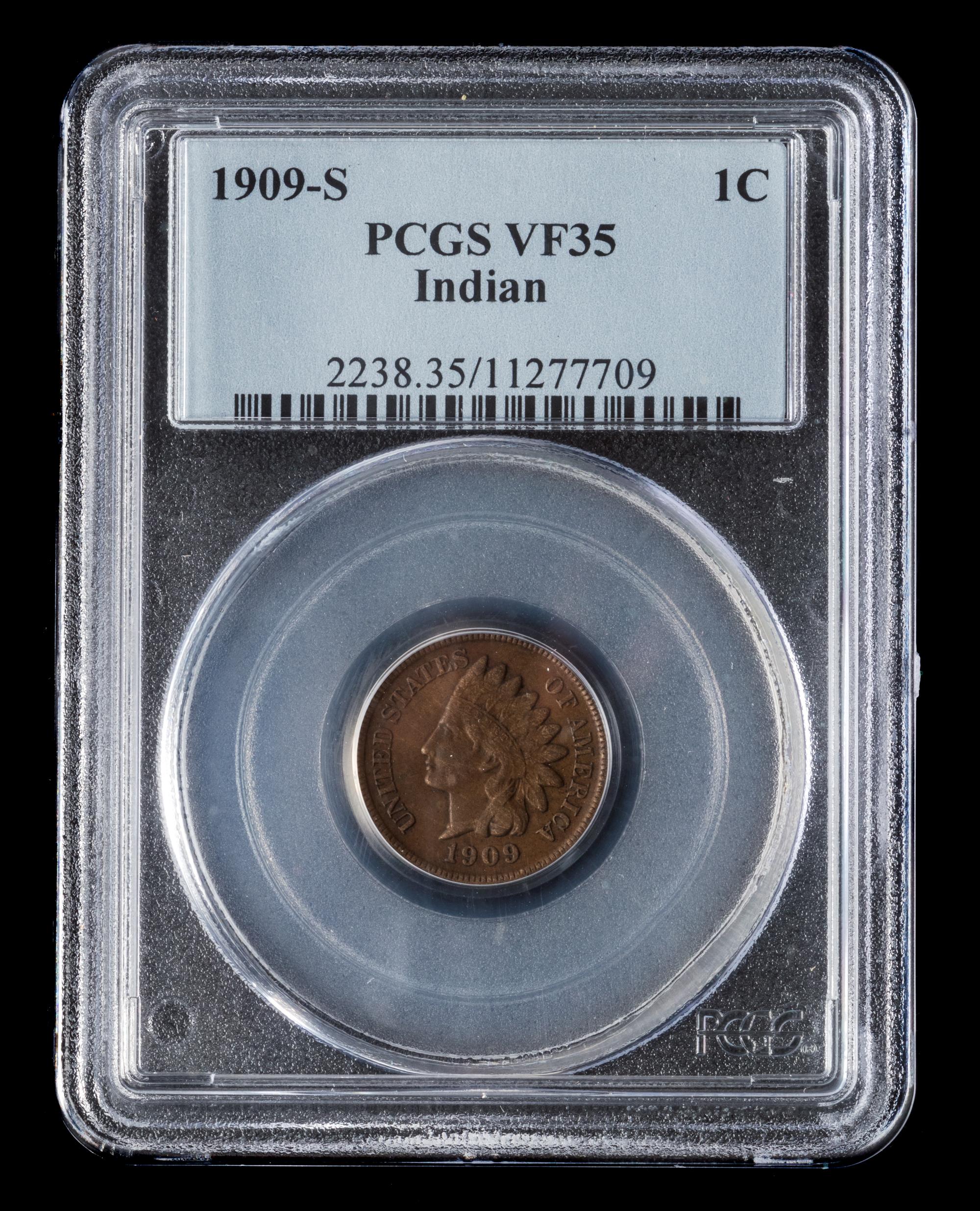 A United States 1909-S Indian Head 1c Coin
