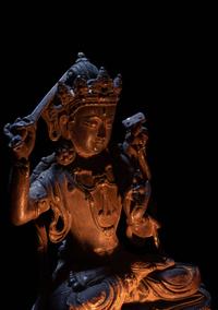 A Sino-Tibetan Parcel-Gilt Bronze Figure of Manjushri