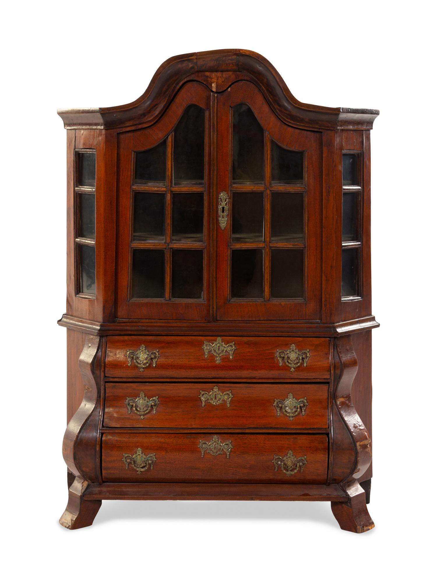 A Diminutive Dutch Gilt Metal Mounted Mahogany Bookcase
