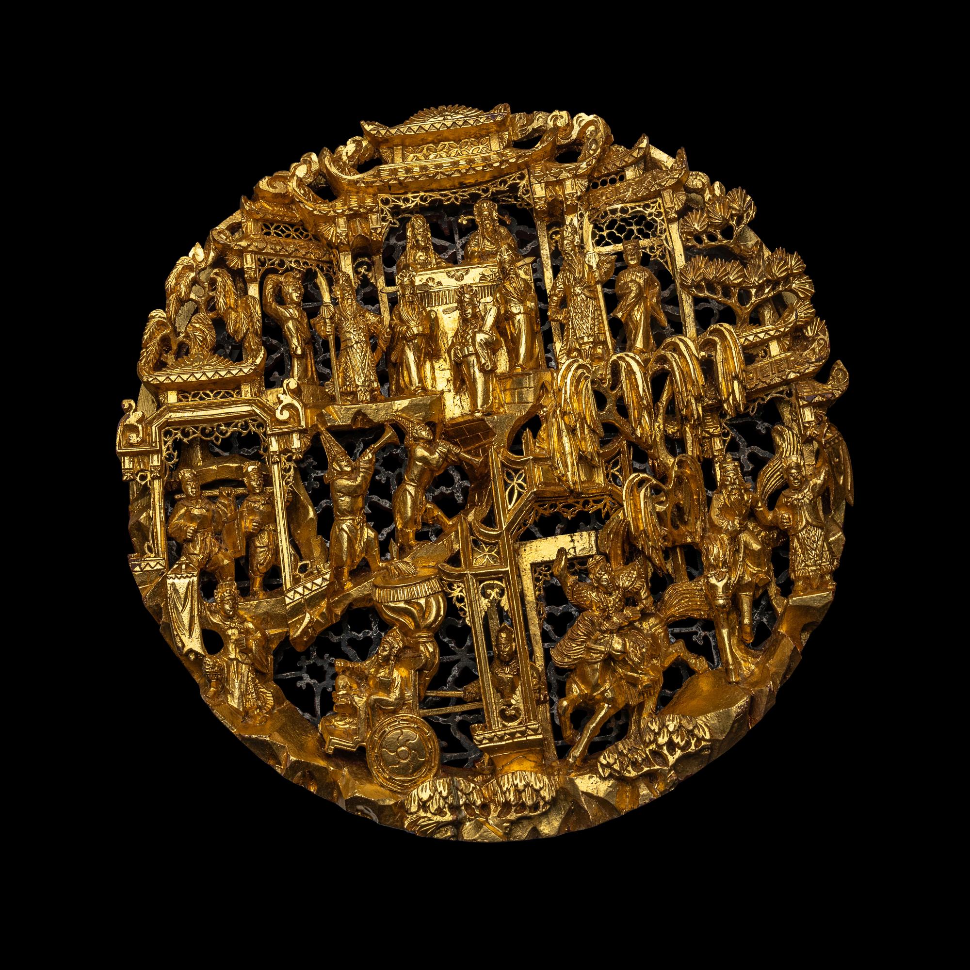 Two Chinese Gilt Wood Panels